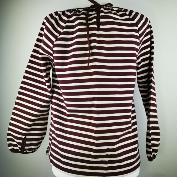 J. Crew Structured Stripe Keyhole Brown Blouse Size S - Picture 5 of 8
